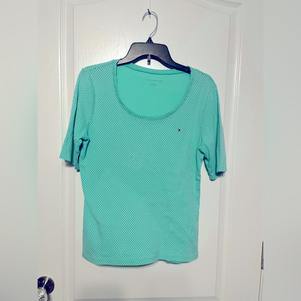 Tommy Hilfiger polka dot mint green tee size large